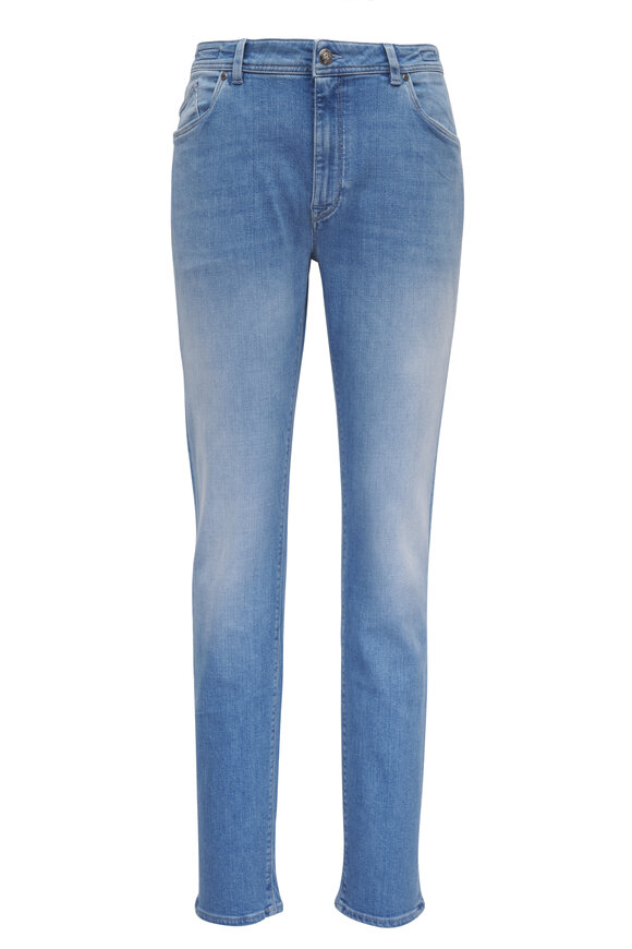 Barmas Light Blue Stretch Cotton Five Pocket Pant