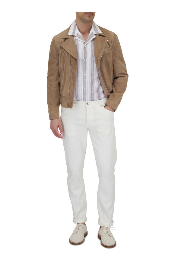 Brunello Cucinelli - Brown Suede Moto Jacket 