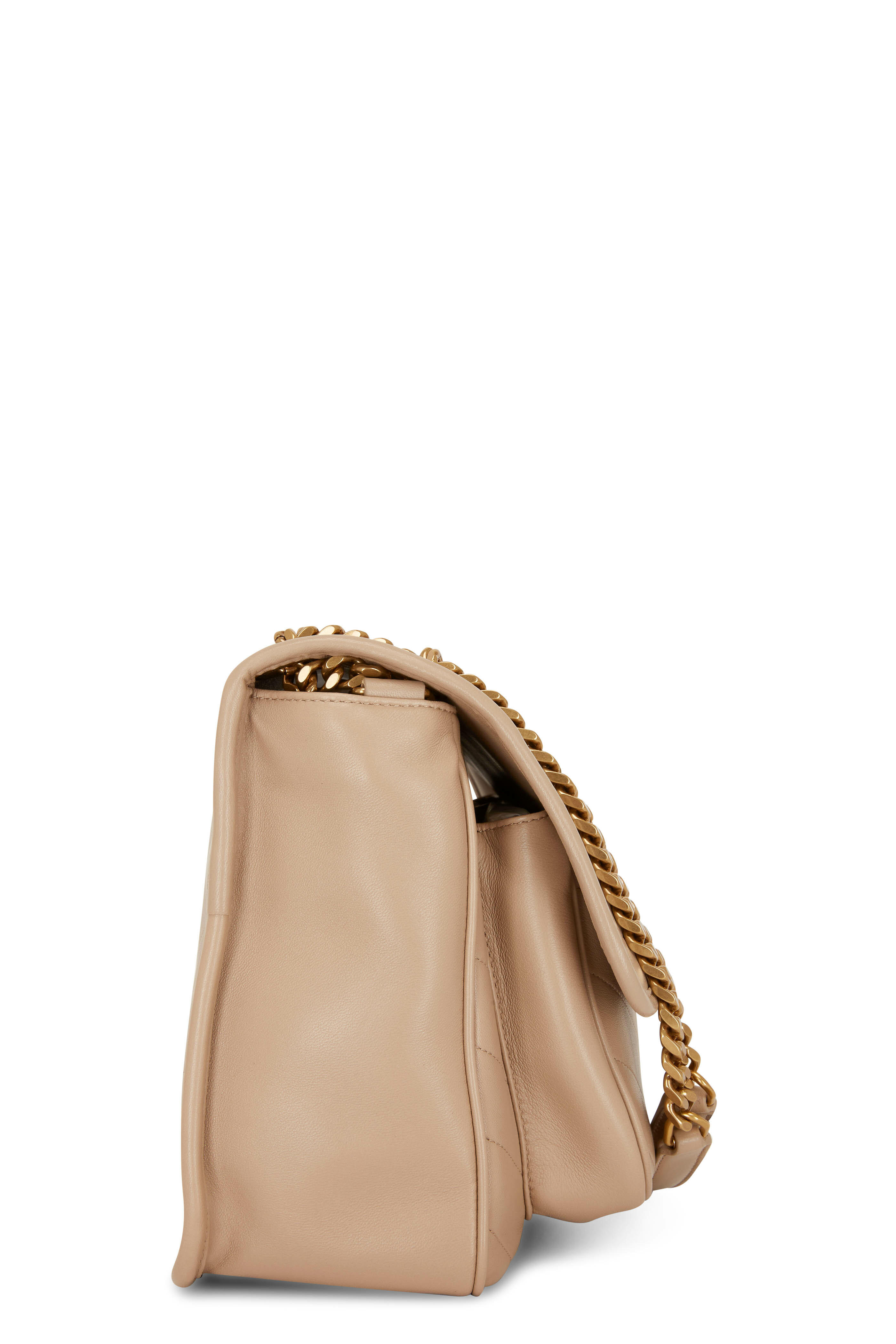 Shop Saint Laurent Kate Medium Chain Bag in Raffia and Smooth Leather