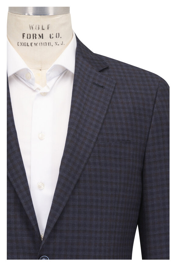 Canali Kei Navy Tonal Check Wool Sportcoat - view 1