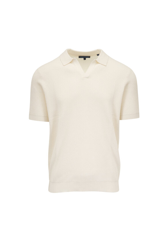 Patrick Assaraf Off White Bubble Knit Polo