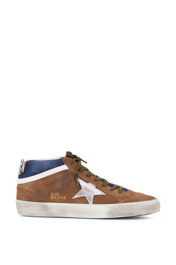 Golden Goose - Mid Star Brown Suede & Silver Star Sneaker