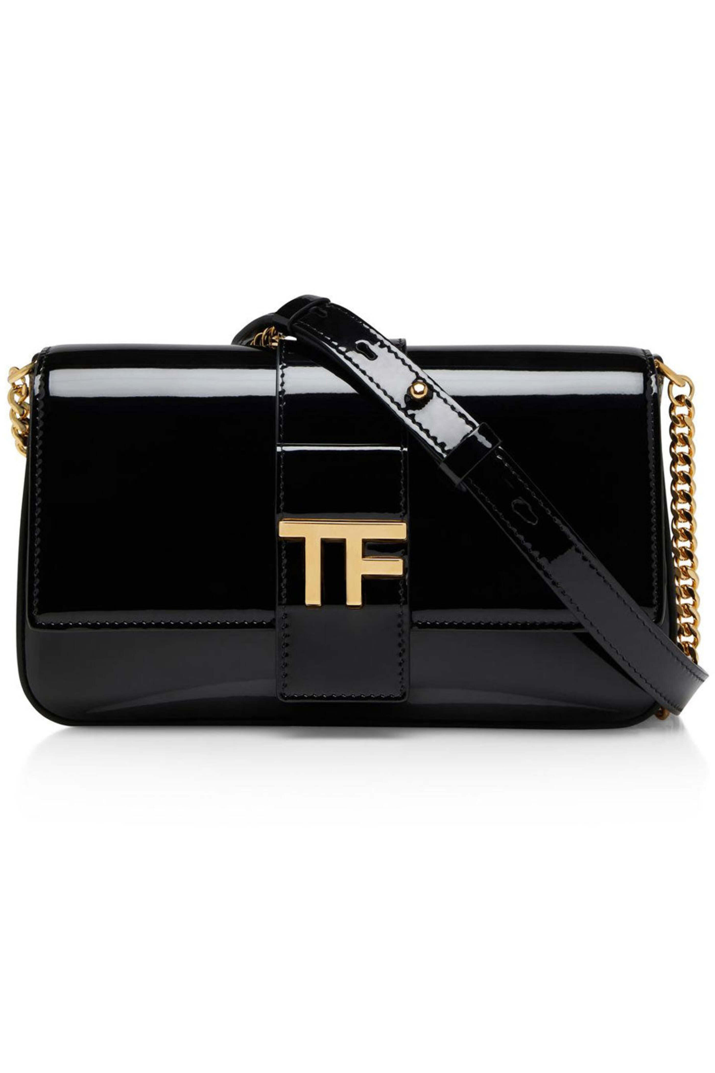 Tom Ford - Patent Leather TF Chain Shoulder Bag in Black