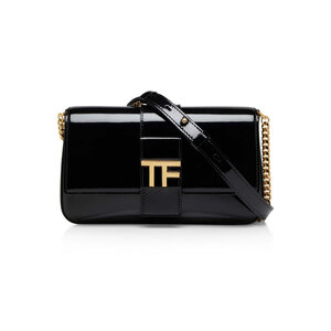 TOM FORD 黒 レザーバッグ　定価55万円程 Tom Ford - Patent Leather TF Chain Shoulder Bag in Black