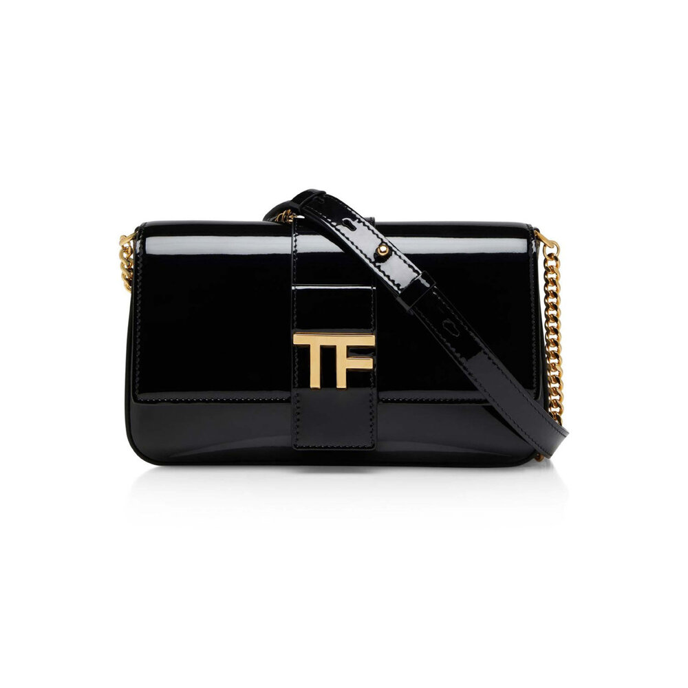 Tom Ford - Patent Leather TF Chain Shoulder Bag in Black