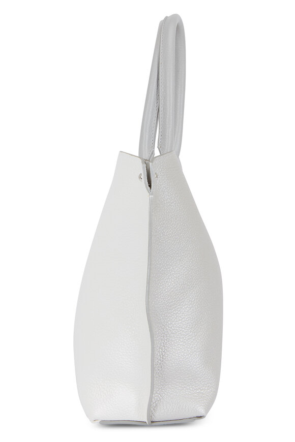 Akris - White & Silver Small Leather Top Handle