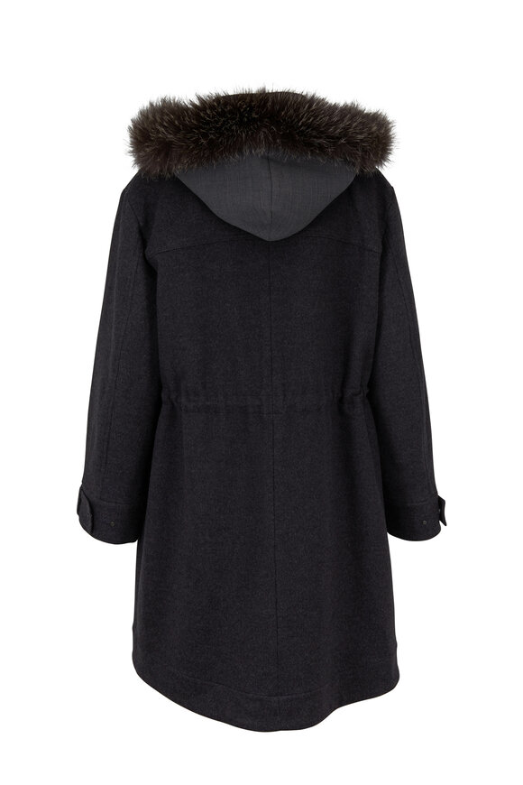 Brunello Cucinelli - Volcano Wool & Cashmere Fur Trim Hooded Coat