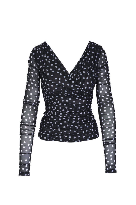 Dolce & Gabbana Black & White Polka Dot Tulle Top 