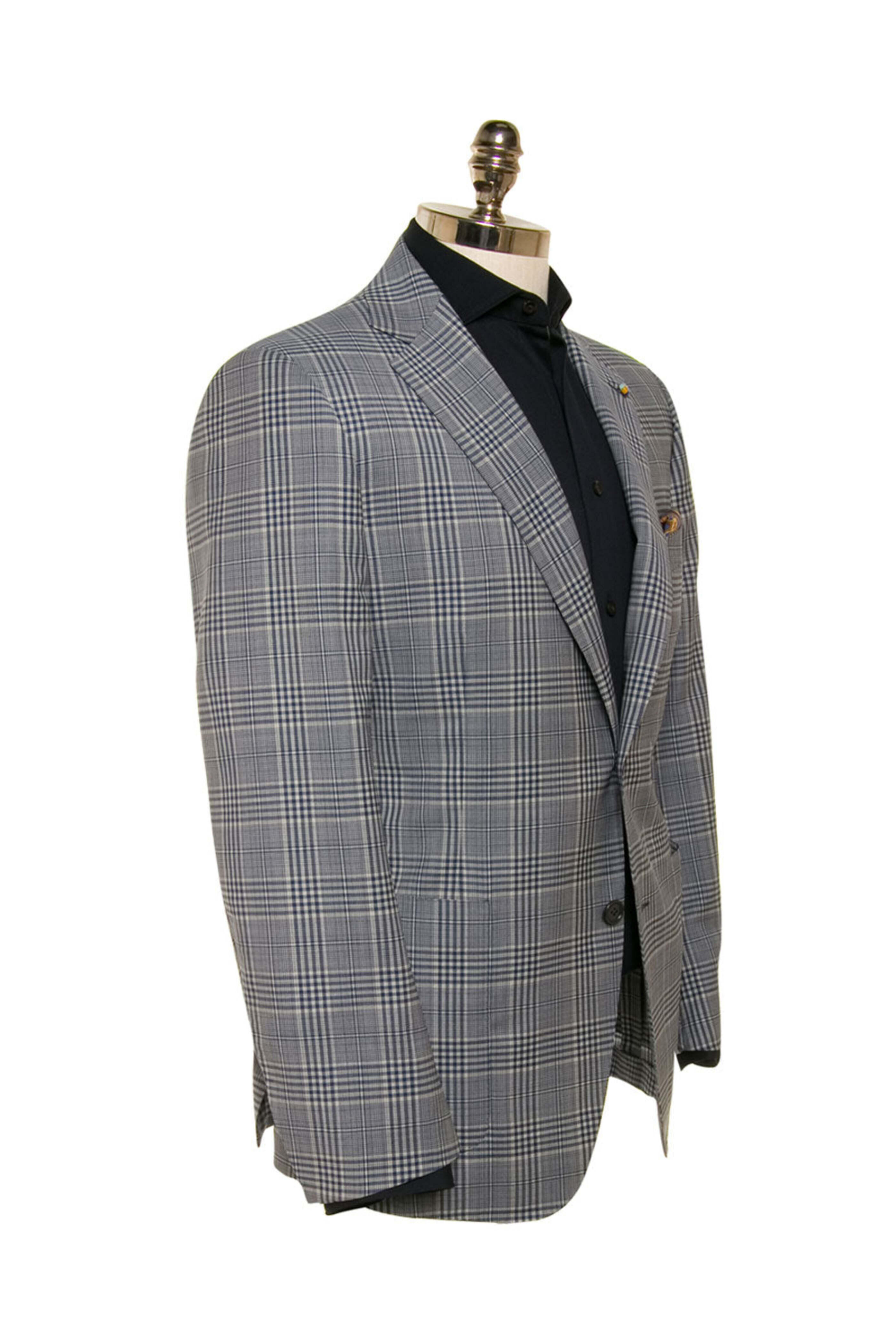 Belvest - Navy and White Plaid Sportcoat