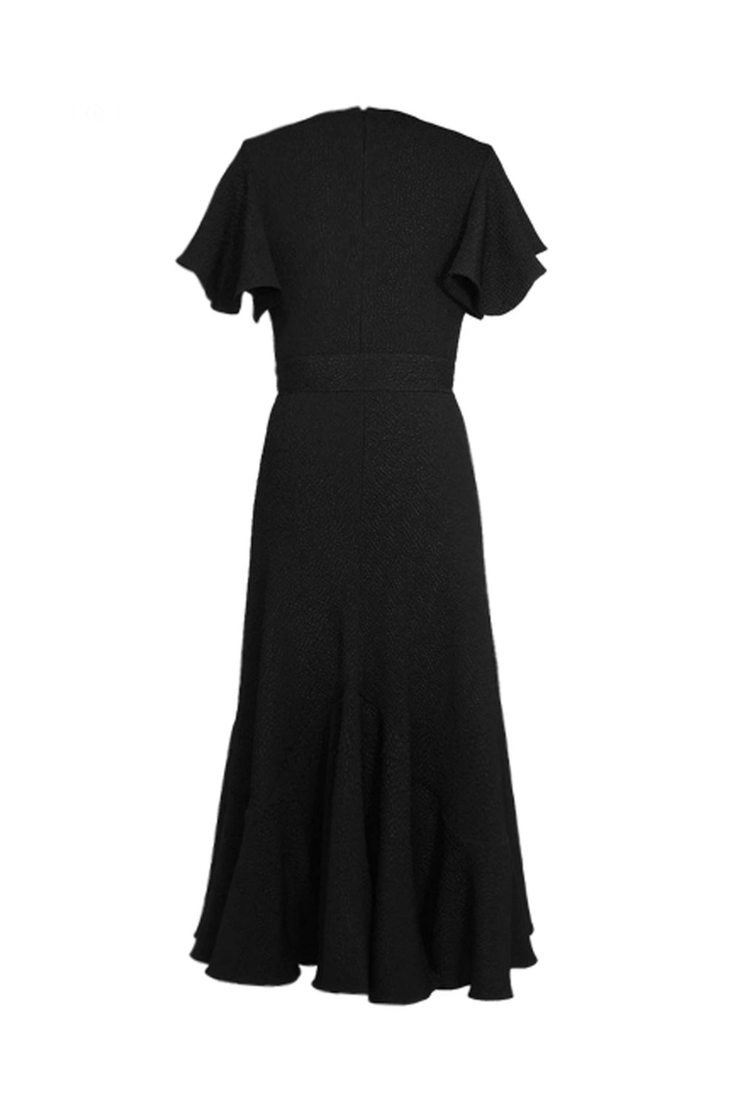 Edeline Lee - Black Bubble Jacquard Dada Dress