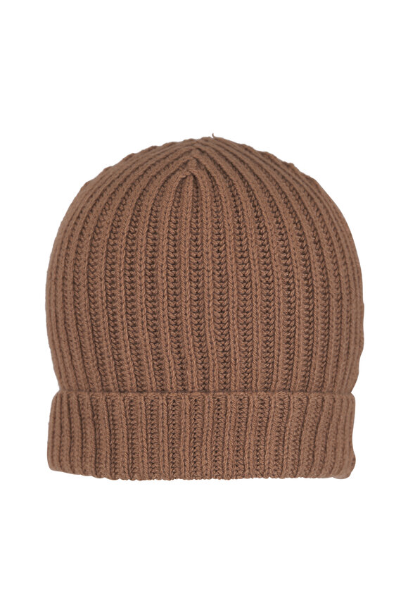 Fratelli Piacenza Taupe Ribbed Cashmere Beanie - view 1