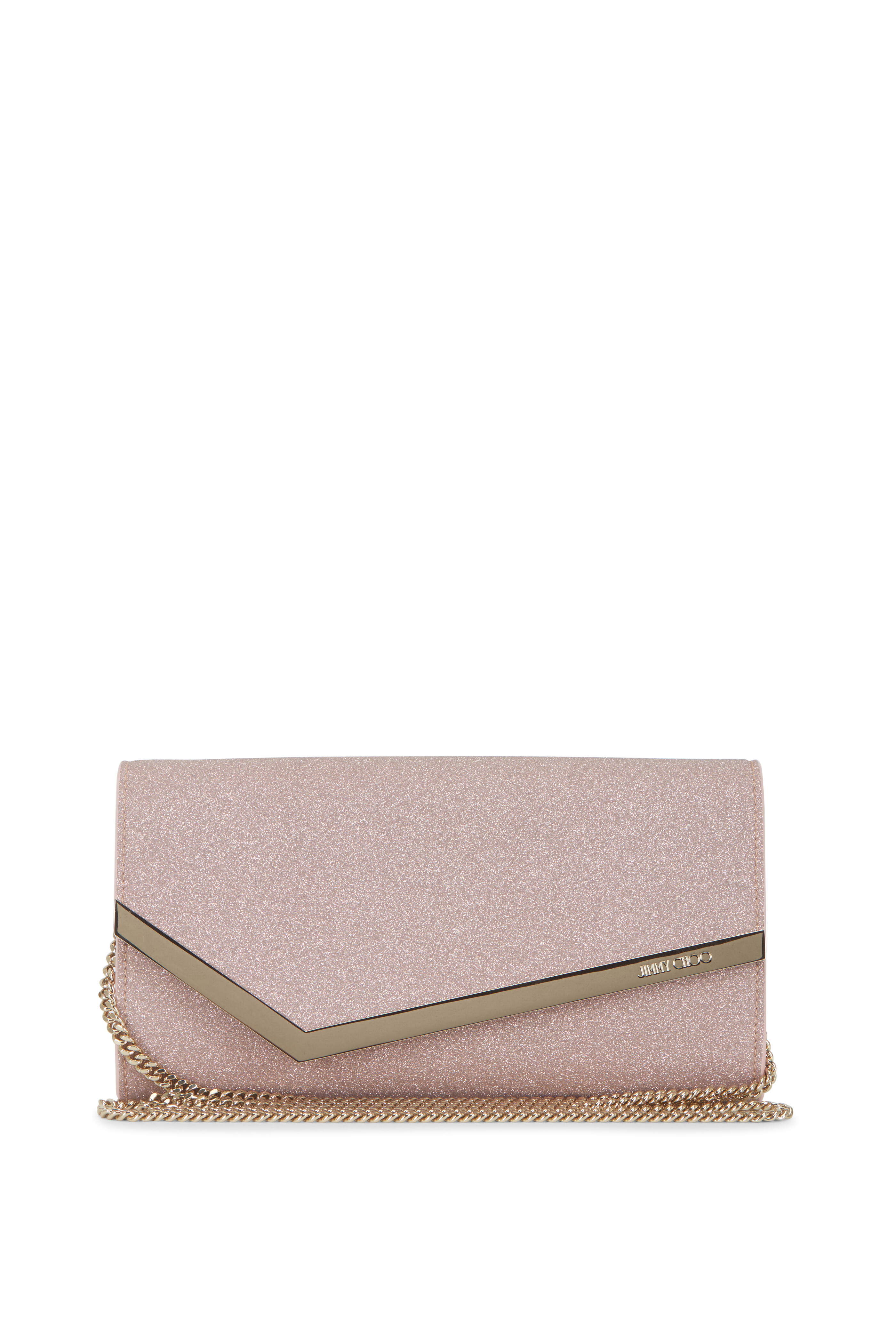 【FW25】JIMMY CHOO EMMIE スパンコール クラッチ Platinum Ice Dusty Glitter Clutch Bag | Emmie | Pre Fall 18