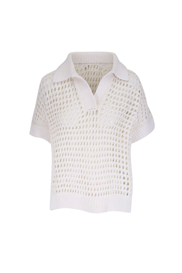 TWP Supersized Open Ivory Knit Polo