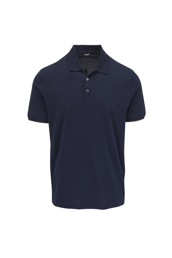 Kiton Navy Blue Cotton Polo