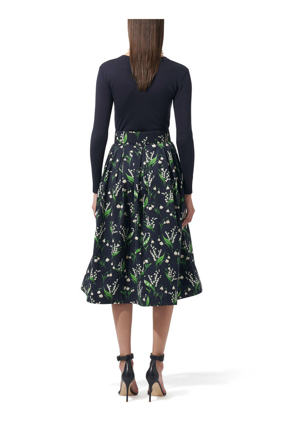 Carolina Herrera - Midnight Multi Floral Print Midi Skirt