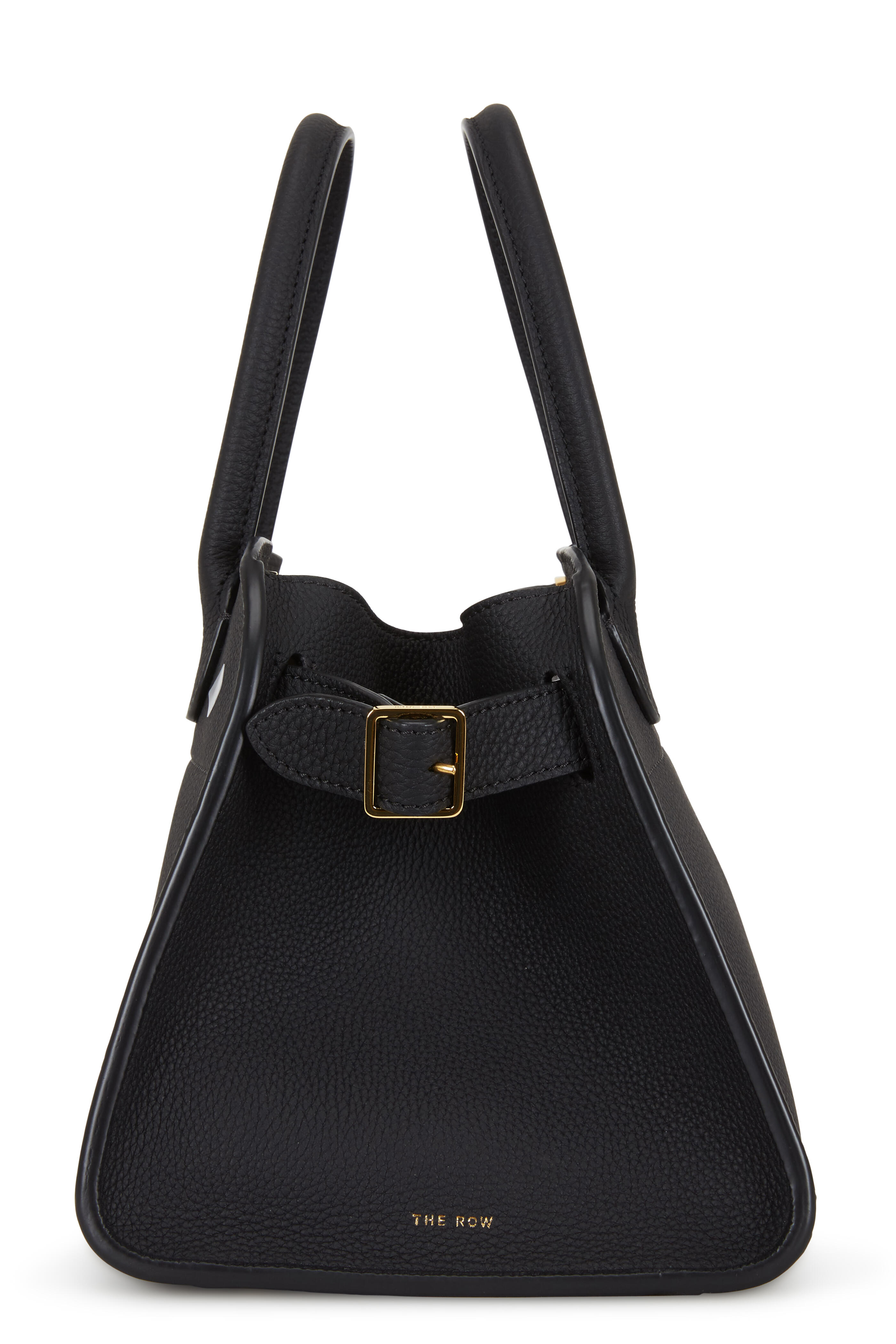 The Row - Margaux 10 Black Grained Leather Top Handle Bag