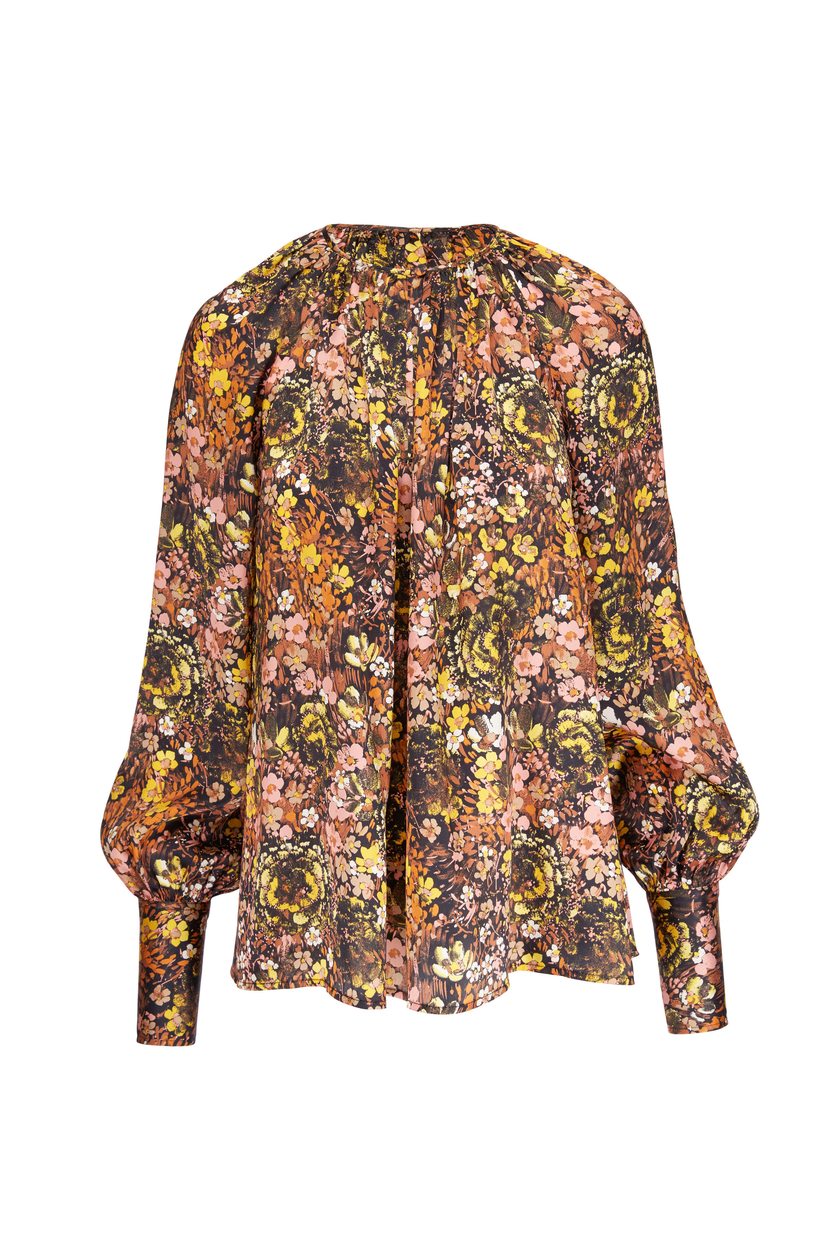 Mistletoe ミソルト　jacquard funwari blouse CO Collection - Multicolor Floral Print Silk Blouse