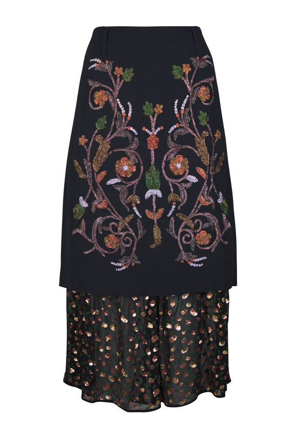 Dries Van Noten Embroidered Double-Layer Maxi Skirt - view 1