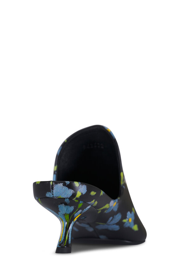 Loewe Emily Black & Blue Floral Leather Mule, 45mm - view 3