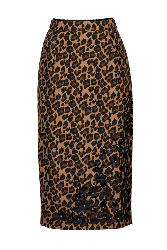 Essentiel Antwerp Kasey Black & Camel Print Midi Skirt - view 1
