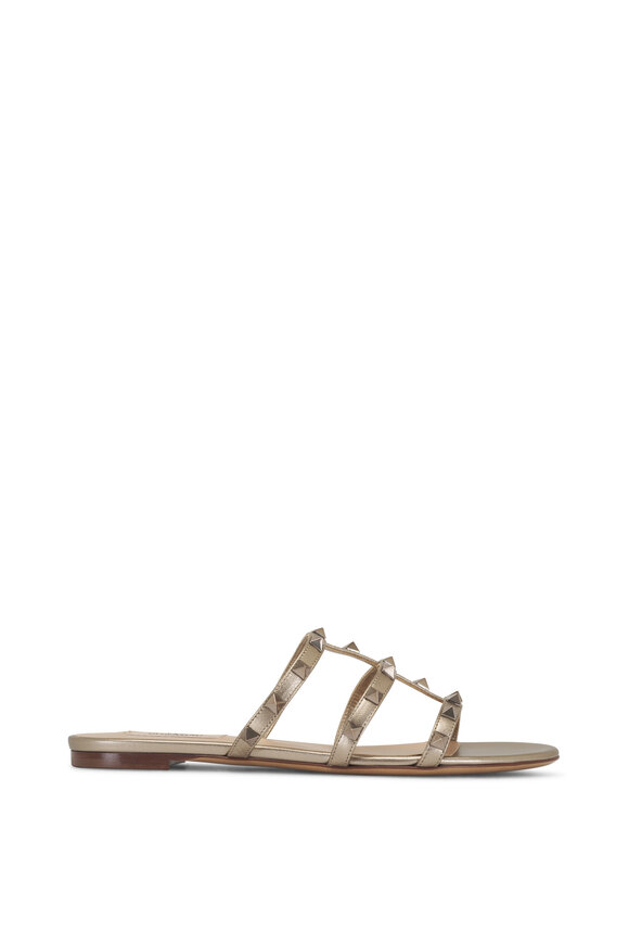 Valentino Garavani - Skin Metallic Leather Rockstud Sandal