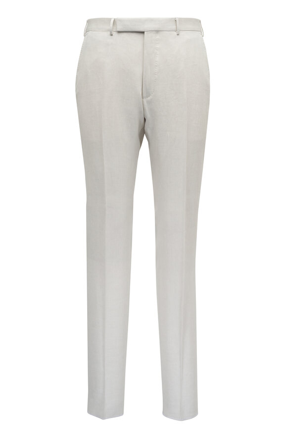 Zegna Off White Linen & Wool Dress Pant