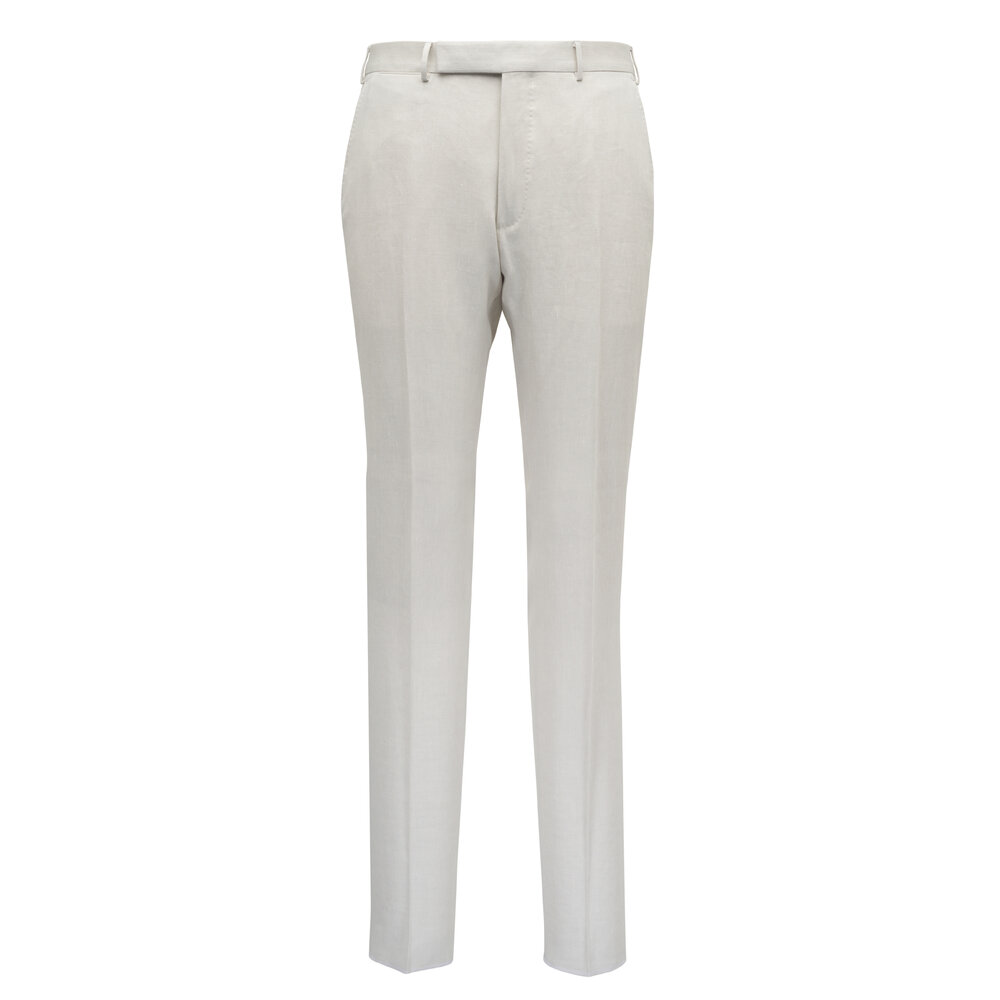 Zegna - Off White Linen & Wool Dress Pant | Mitchell Stores
