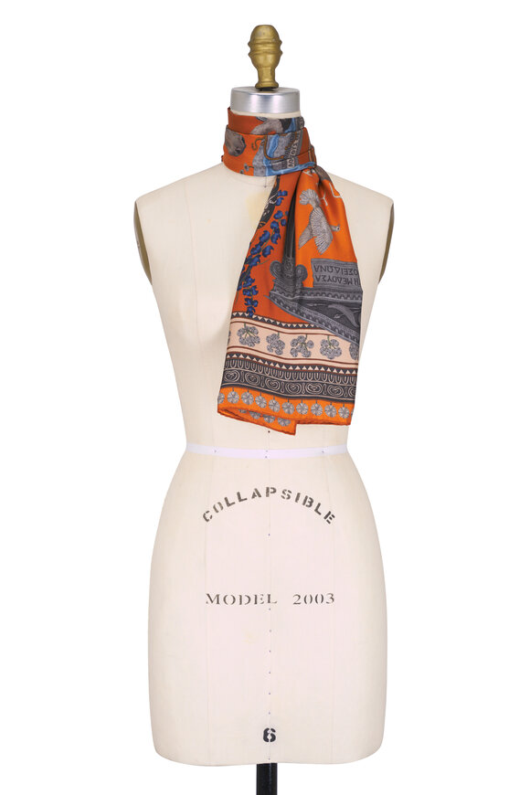 Sabina Savage The Temple of Pegasus Citrus Silk Twill Scarf 90