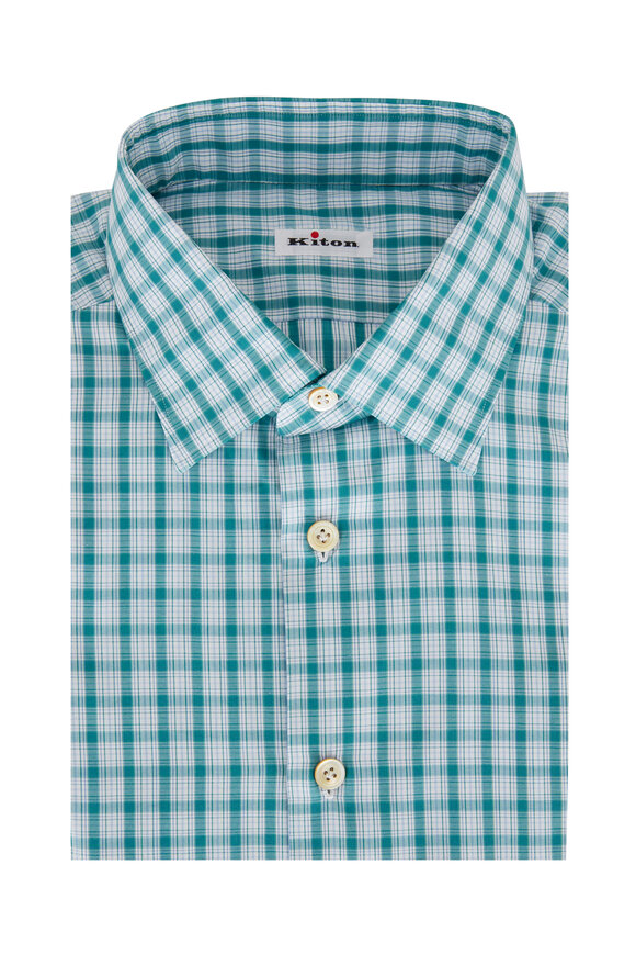 Kiton - Green & Teal Big Check Dress Shirt