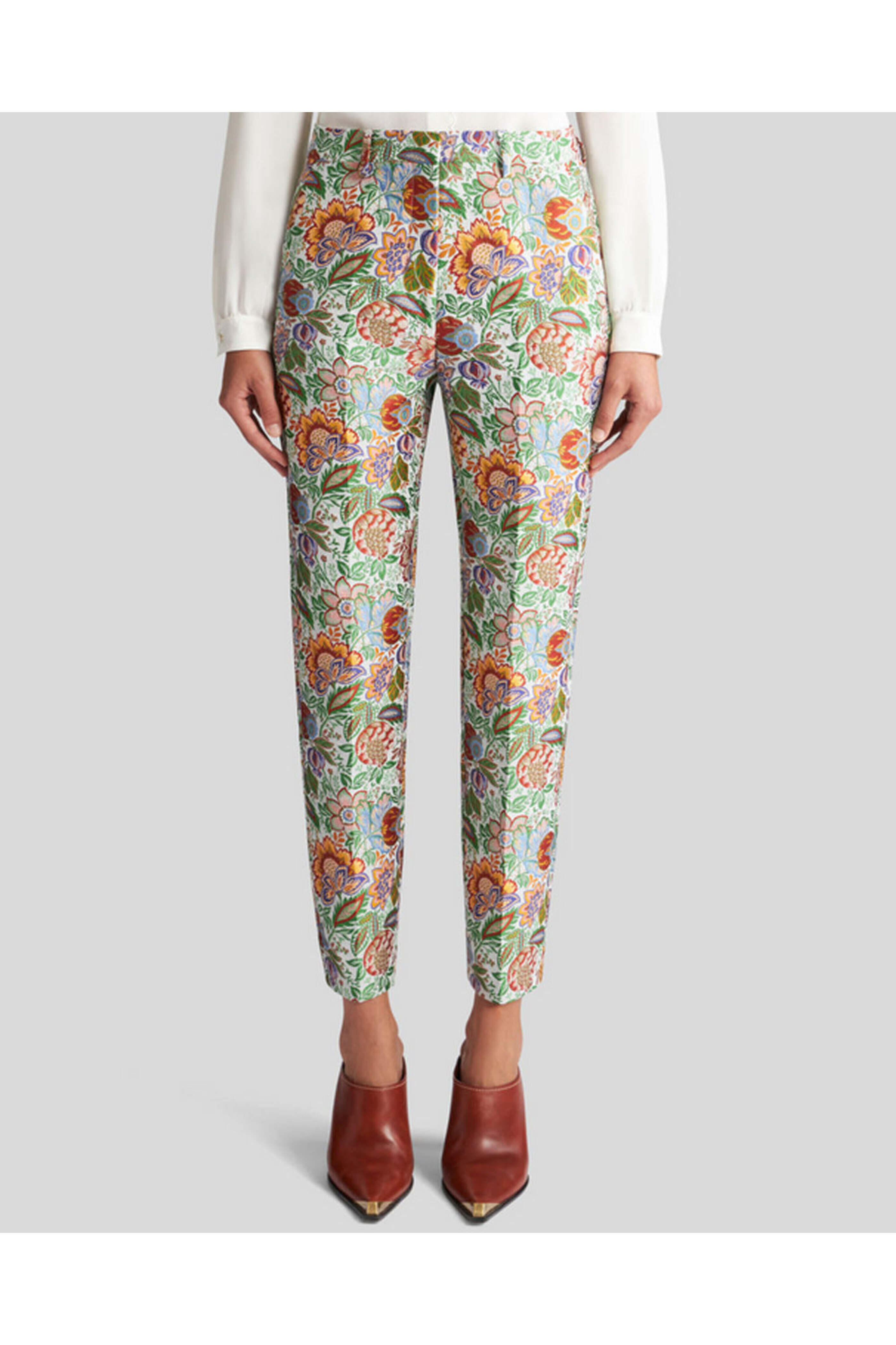 floral cigarette pants H&M Print Trousers Women's Size 12 clean only Moss Stencil Cigarette Pants XS/S