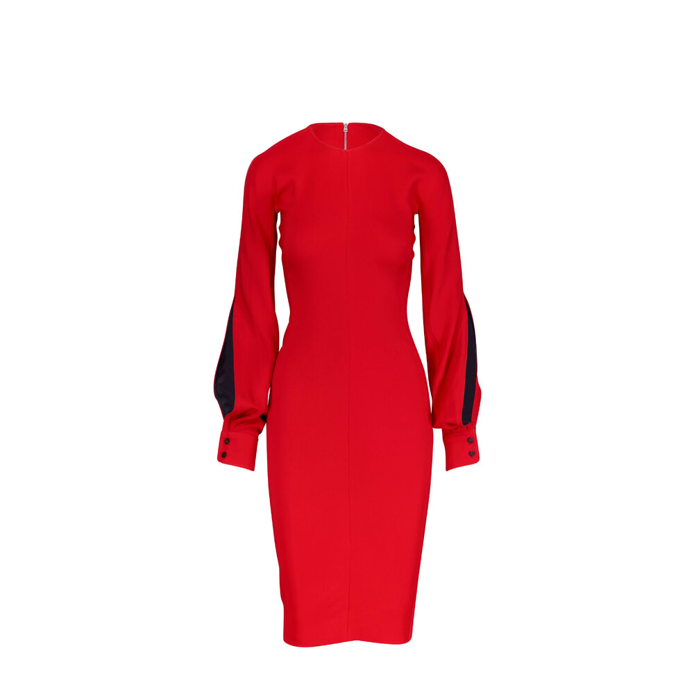 パーティードレス Victoria Beckham Draped Midi Dress Red Victoria Beckham - Draped midi dress red - The Corner