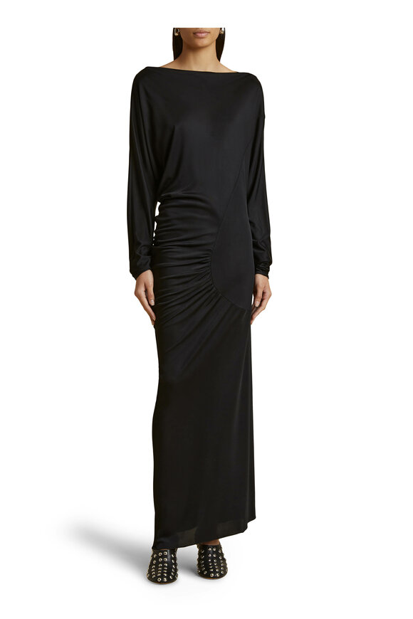 Khaite - Oron Black Draped Jersey Dress 