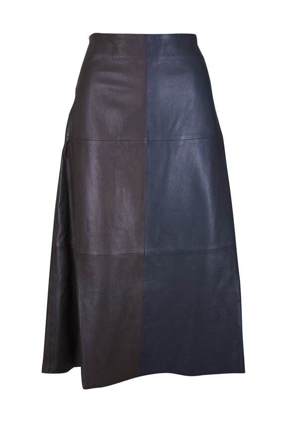 TWP Midnight & Black Colorblock Leather Skirt - view 1