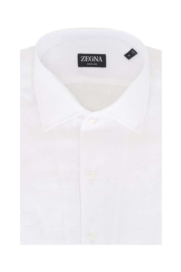 Zegna White Linen Dress Shirt