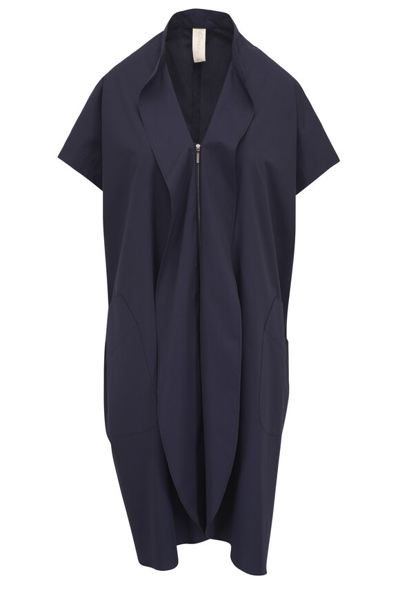 Zero + Maria Cornejo Fin Gaban Navy Cotton Broadcloth Stretch Dress