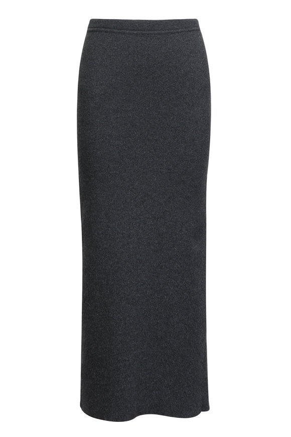 Tom Ford Dark Grey Melange Ribbed Midi Skirt