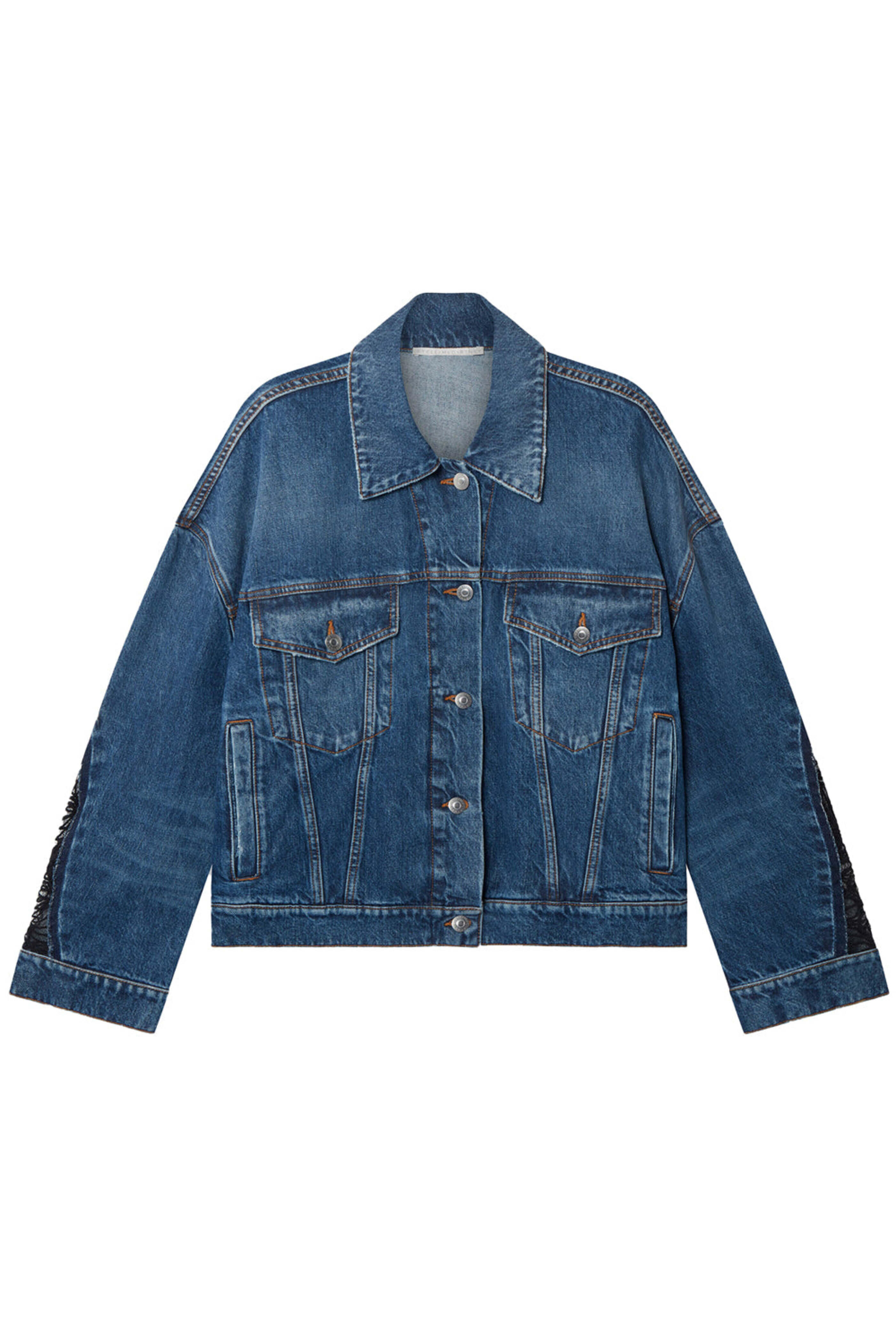 Stella McCartney - Lace Inset Denim Jacket in Vintage Blue Wash