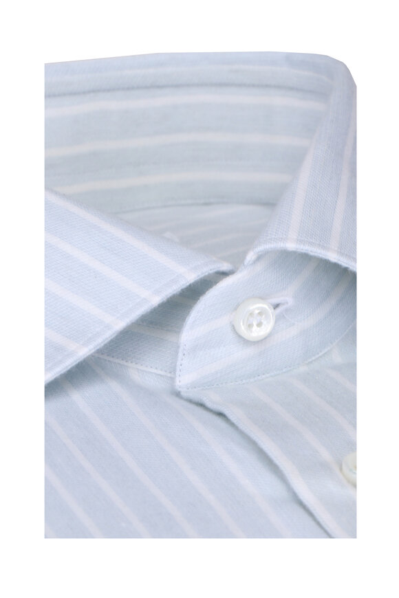 Fray Pale Blue Stripe Cotton Sport Shirt - view 2