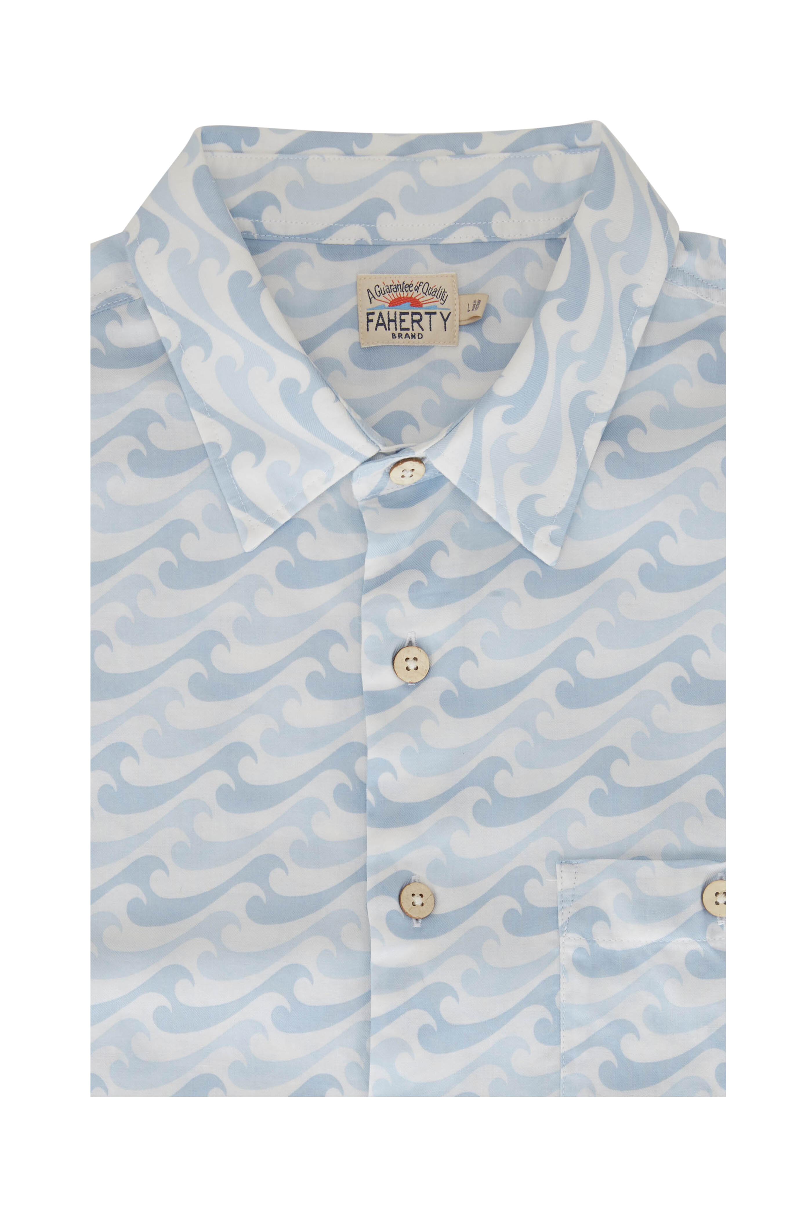 Faherty Brand - Playa Blue Waves Print Short Sleeve Shirt