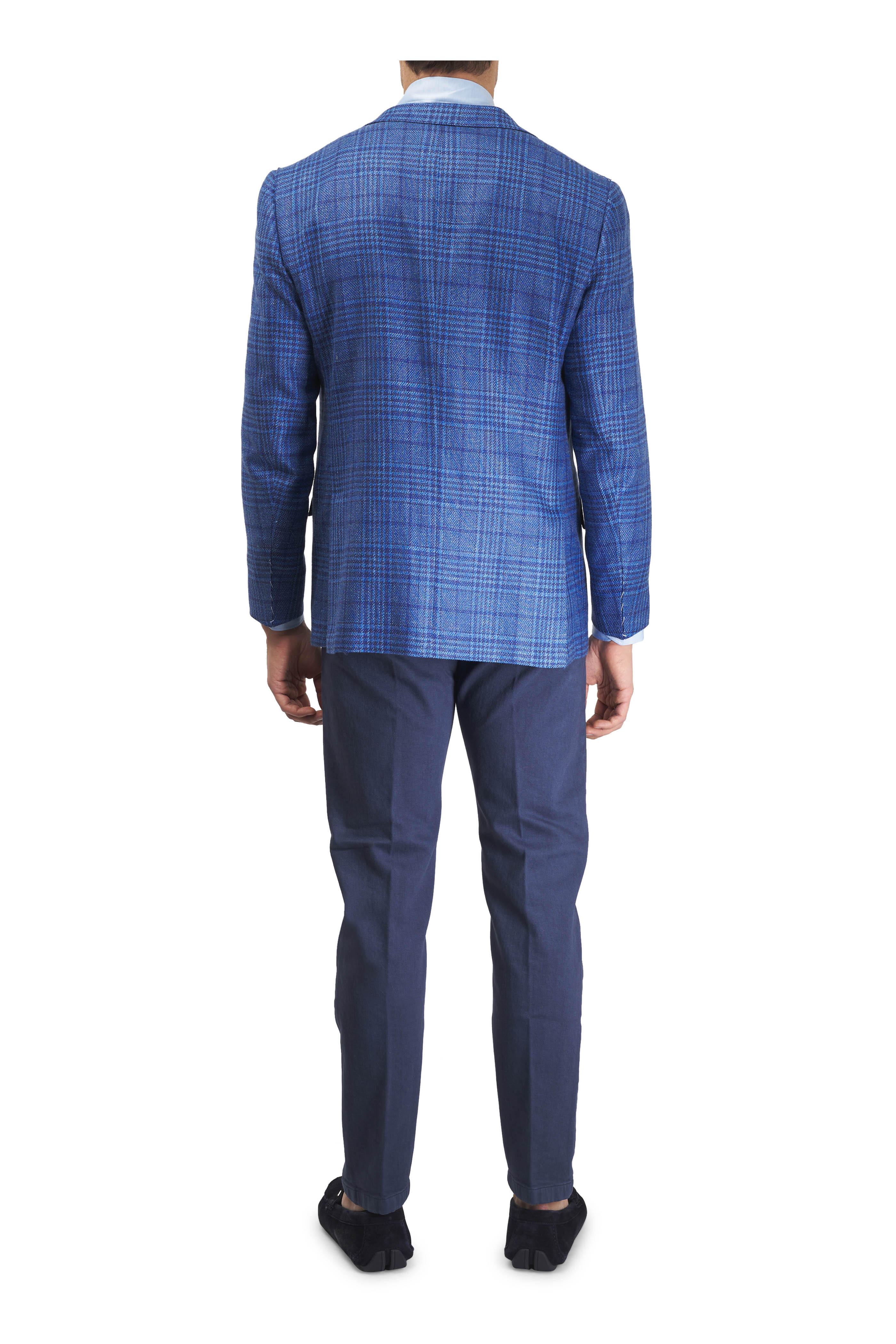 Kiton - Navy Plaid Wool, Cashmere, Silk & Linen Sportcoat