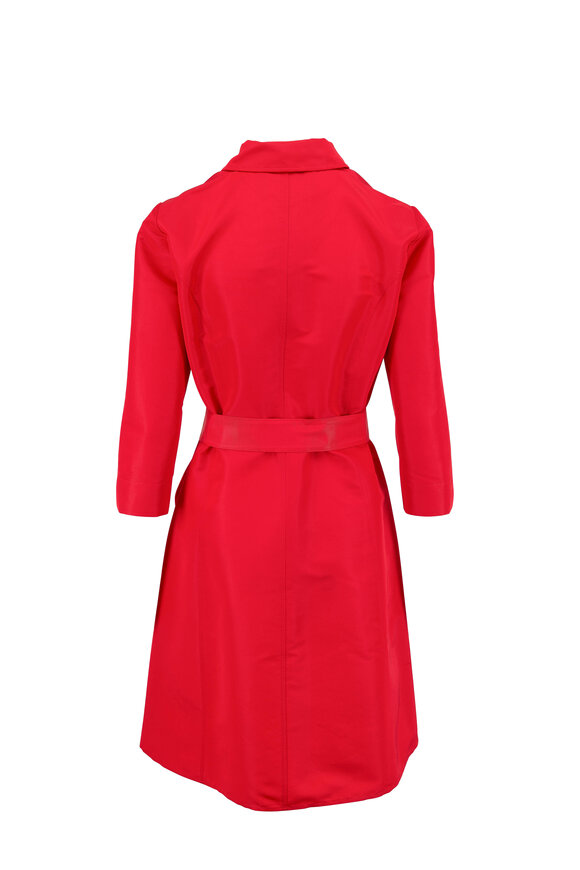 Carolina Herrera - Icon Red Taffeta Belted A-Line Shirtdress 