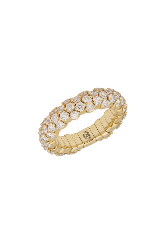 ZYDO 18k Yellow Gold Slim Domed Diamond Stretch Ring - view 1