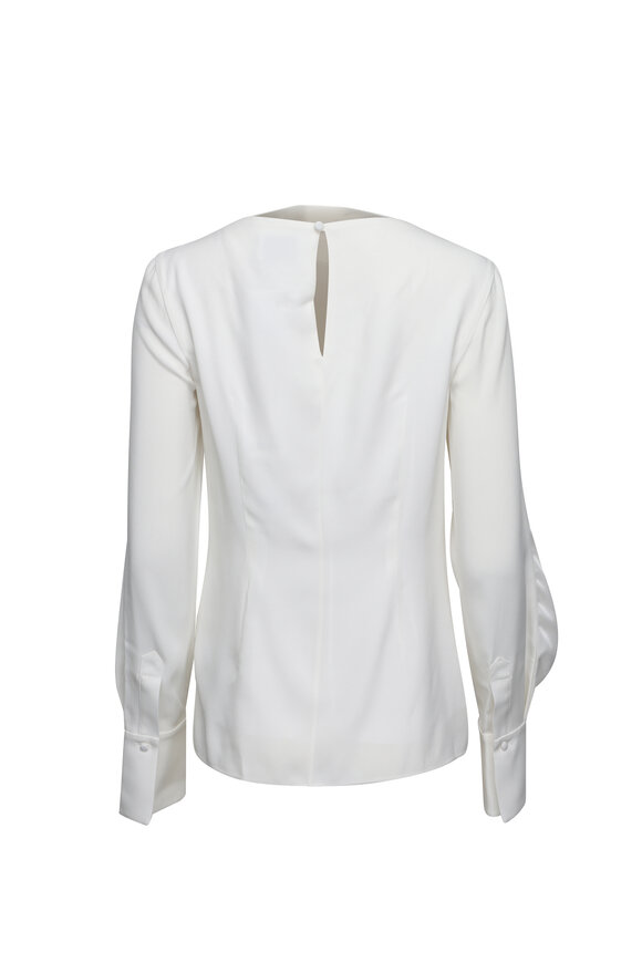 Erdem Cady Ivory Satin Long Sleeve Blouse - view 2