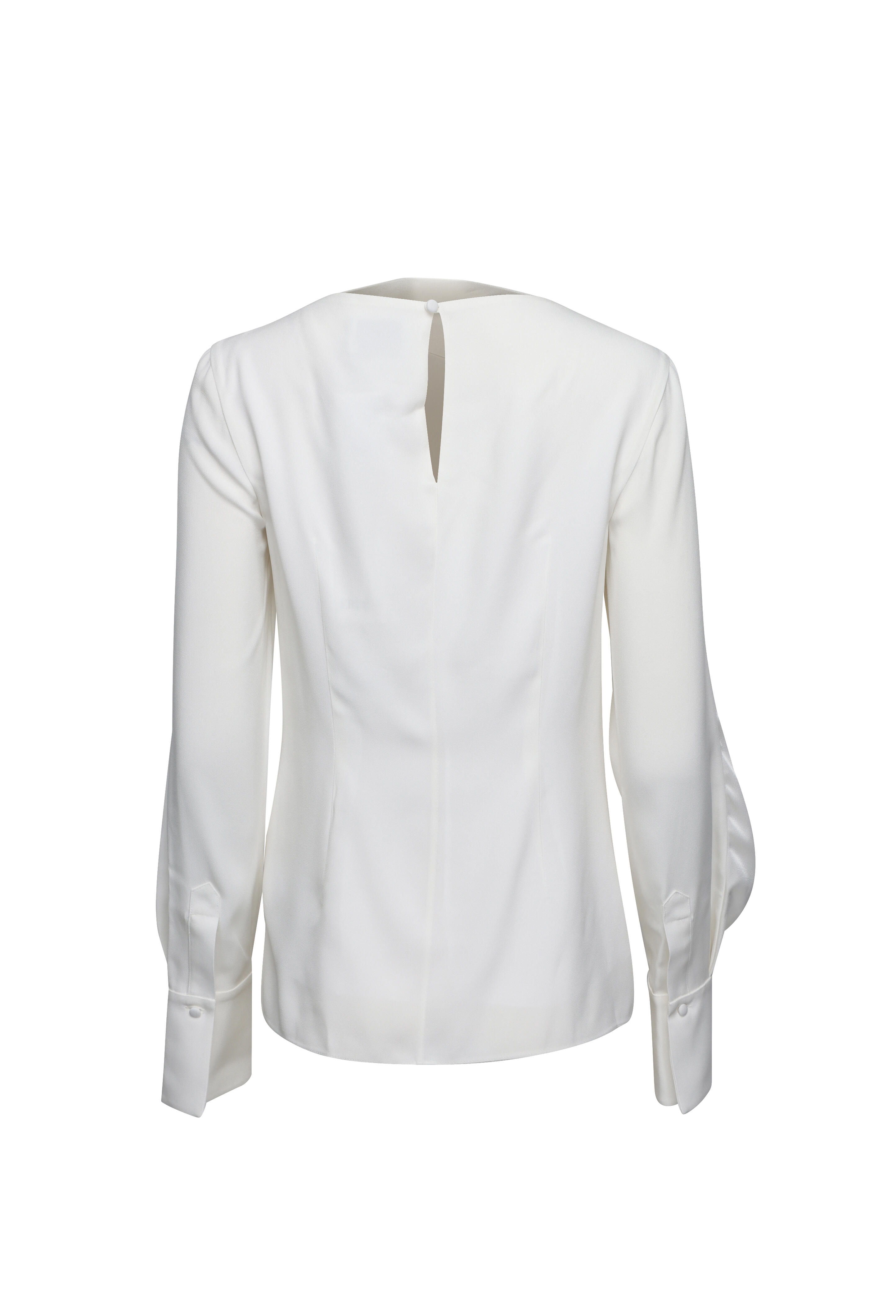 Erdem - Cady Ivory Satin Long Sleeve Blouse
