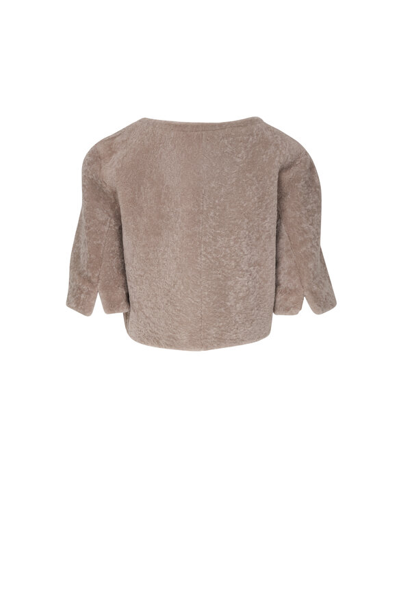 Pologeorgis Beige Collarless Shearling Bolero - view 2