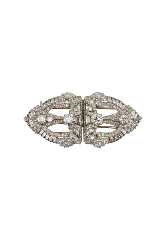 Fred Leighton - Art Deco Double Diamond Clip Brooches