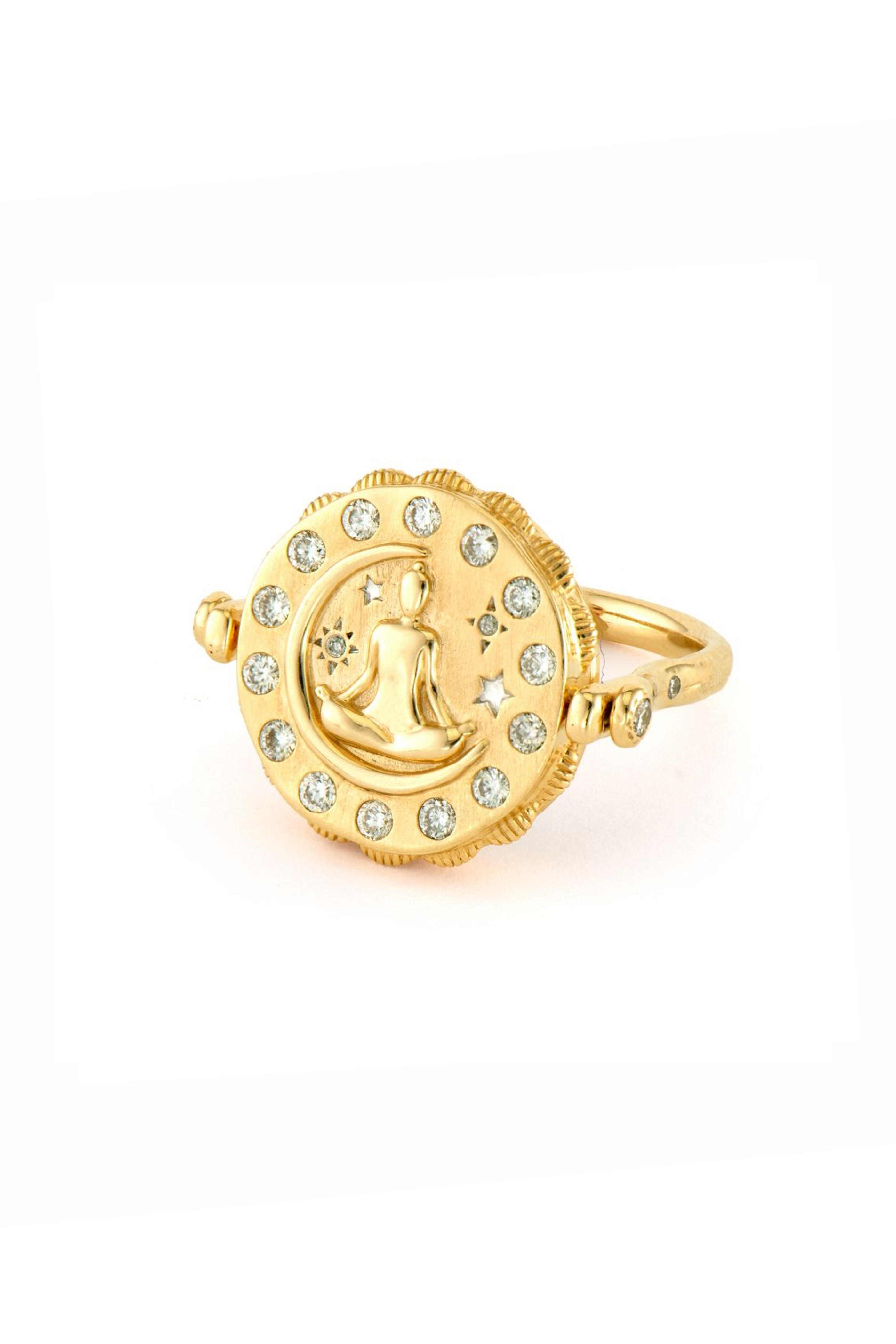 Three Stories - Spiritual Woman Lotus Flower Flip Ring