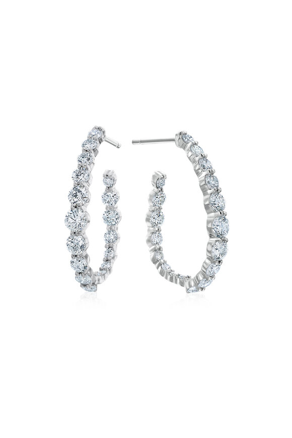 Maria Canale - White Gold Pear Shape Diamond Hoops
