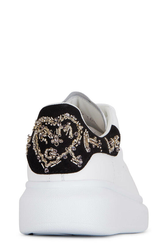 McQueen - White Leather Beaded Heel Exaggerated Sole Sneaker