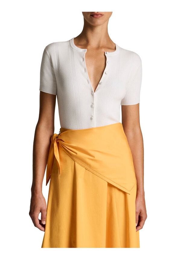Vince Optic White Ribbed Short Sleeve Cardigan - view 2